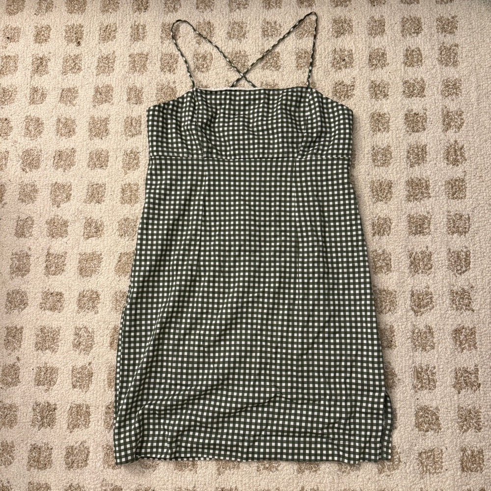 Urban Outfitters green gingham mini dress